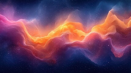Vibrant cosmic waves of pink and orange hues flowingthrough a deep blue space,evoking a sense of wonder nd creativity for digital rt and design.