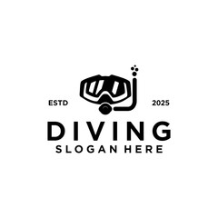 Underwater Travel Snorkeling Scuba Mask Vector Logo Design Illustration simple concept