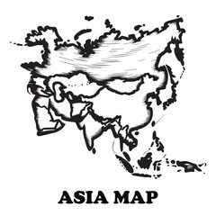 Fototapeta premium Abstract silhouette of asia vector map on a white background