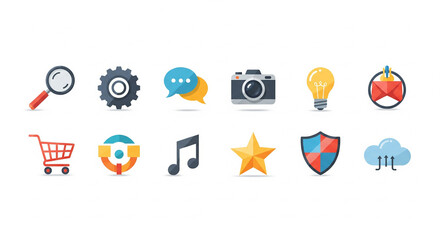 icon pack in a row on white background each ome unique 