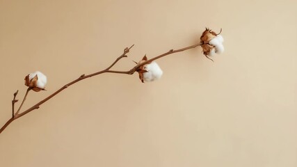 Close-up of budding branches with developing cotton buds on a plant.