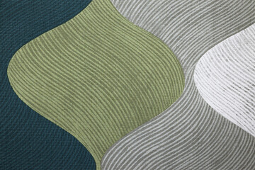 Abstract Wavy Geometric Pattern in Teal, Olive and Gray, Minimal Modern Background