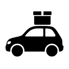 Obraz premium Black Silhouette Delivery Car with Roof Box Vector Isolated on White Background