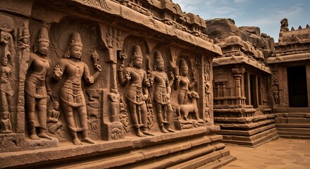 Obraz premium Intricate Carvings of an Ancient Indian Temple.