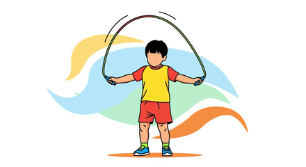 Youngster Engaging In Energetic Exercise With Skipping Rope Displaying Movement And Vitality