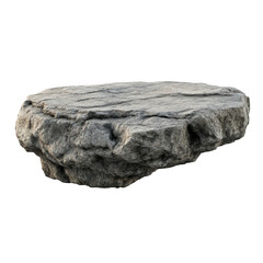 A gray stone platform floats against a black background ideal for product display or graphic design