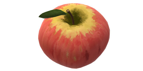 3D Render Apple isolated on a Transparent Background