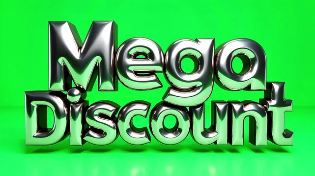 Experience Mega Discount savings with this dynamic motion graphic on a vibrant green screen