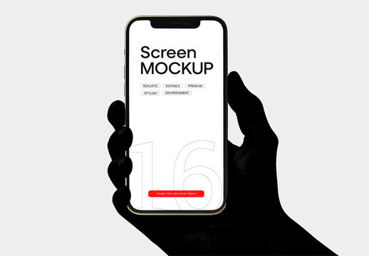 Hand Holding Mobile Phone Screen Mockup