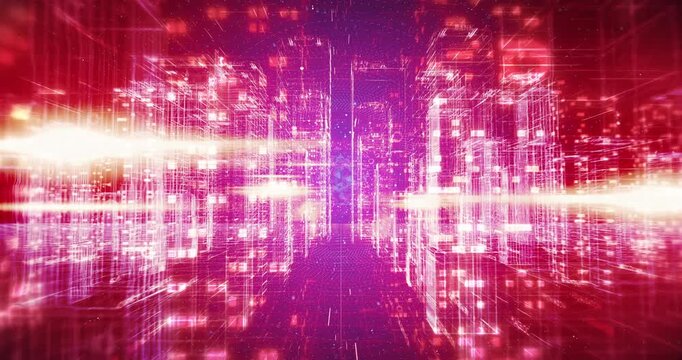 Artificial intelligence city visualization with virtual network lines. Technology Related Abstract Background.