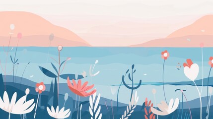 Bright Spring Illustration: Hand-Drawn Sea of Flowers with Yellow, White & Red Blooms for Wallpaper