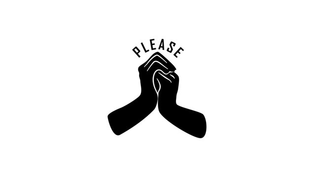 Please in Sign Language, black isolated silhouette