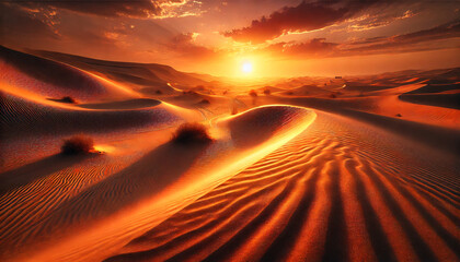 Empty Desert Sand Path at Sunset with Wind Patterns, 16:9