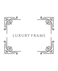 Set of Four Unique Ornate Corner Frames with Straight Lines and Curves, Luxury Decorative Design on Isolated White Background