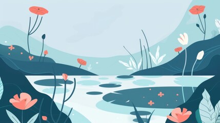 Bright Spring Illustration: Hand-Drawn Sea of Flowers with Yellow, White & Red Blooms for Wallpaper