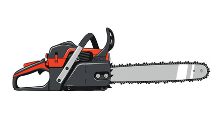 Fototapeta premium Isolated Illustration of a Powerful Gasoline Chainsaw for Woodcutting Projects or Timber Harvesting, Forestry Work for Outdoors and Landscape
