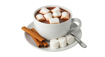 Isolated Cup of Hot Chocolate with Marshmallows and Cinnamon