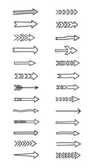 Set of hand-drawn arrows in various styles