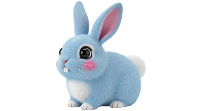 Isolated Blue Cartoon Rabbit - Powered by Adobe