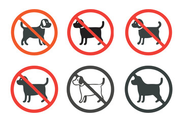 No dogs allowed signs vector illustration for web, ui designs illustration on white background