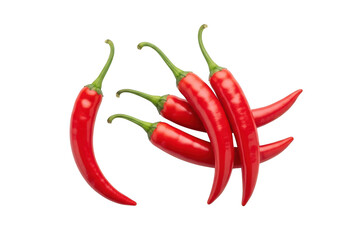 Vibrant red chili peppers grouped together in a spicy arrangement isolated on transparent background