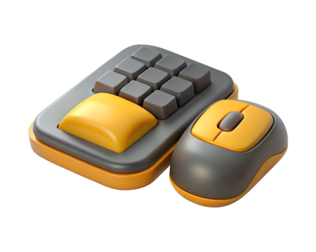 Illustration of 3d computer keyboard and mouse isolated on transparent background