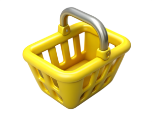 Illustration of yellow shopping basket isolated on transparent background