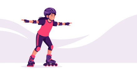 Obraz premium Young Skater Demonstrates Roller Skating Skills, Executing Sporty Tricks with Protective Gear