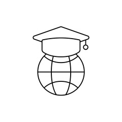 global education icon outline editable stroke line drawing eps