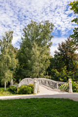 Curved bridge over the Ooz River. Baden-Baden. Germany