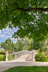 Curved bridge over the Ooz River. Baden-Baden. Germany