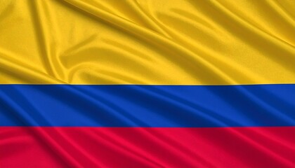 Fototapeta premium Colombian flag with bold yellow, blue, and red horizontal stripes symbolizing wealth, sea, and sacrifice.