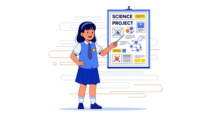 Young Student Presenting Her School Science Project With Enthusiasm And Confidence