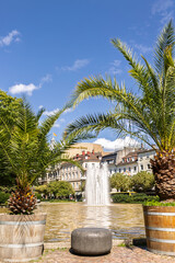 Large fountain in the central part of the city. Baden-Baden. Germany