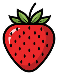 Obraz premium Vibrant Strawberry Illustration with Detailed Seeds and Leaves.