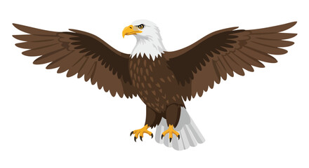 Obraz premium Illustration of a Bald Eagle with Spread Wings Presenting American National Symbol Representing Freedom and Power isolated on white background