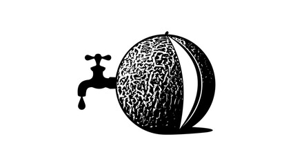 Melon juice symbol, black isolated silhouette