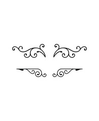 Set of four elegant black calligraphic decorative flourishes and text dividers on an isolated white background, classic page accents