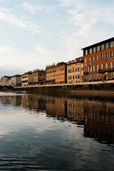 Buildings along the river in italy 