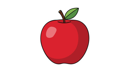 Captivating red apple illustration against white backdrop with intricate vector graphics and appealing color scheme that is designed to stand out