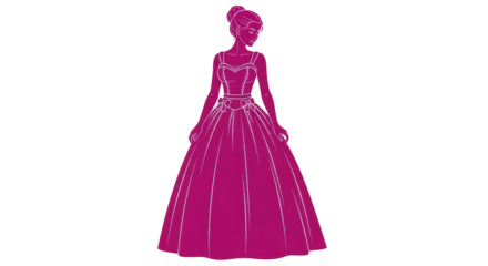 Isolated Woman Silhouette in Dress