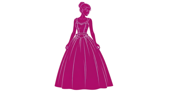 Isolated Woman Silhouette in Dress