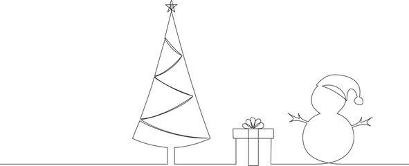 Line art snowman for Merry Christmas decoration