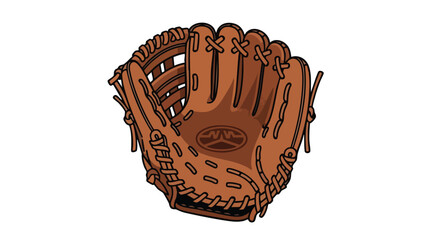 Detailed illustration of a classic baseball glove showcasing intricate stitching and design elements ideal for sports enthusiasts and graphic projects