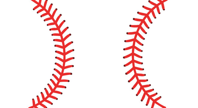 Fragmented Baseball: Artistic Close-Up of Red Seams on a White Background Displaying Craftsmanship and Sporting Tradition Depiction 75 character