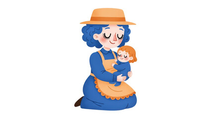 Isolated Mother Holding Baby Illustration
