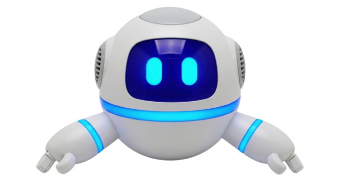 Isolated Futuristic Robot Character