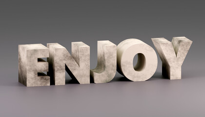 Luxury concrete inscription enjoy on light podium, soft light, smooth background, 3d rendering