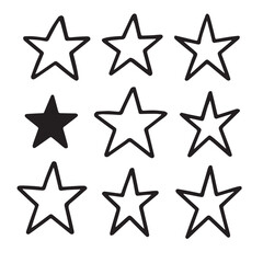 Irregular hand-drawn star shapes graphic vector illusration