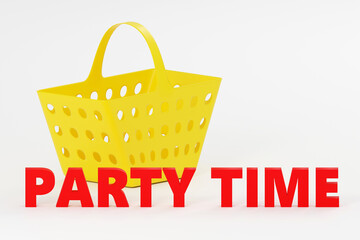 Bright red style Christmas mood sign Party time Modern Minimal New Year Concept- 3D render Illustration